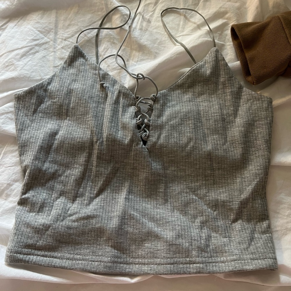 Grey v cut cami top